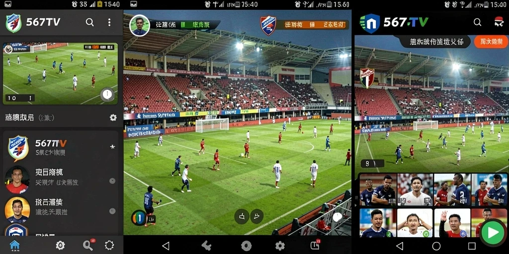 Tampilan gameplay seru dalam aplikasi 567TV yang menampilkan aksi sepak bola.