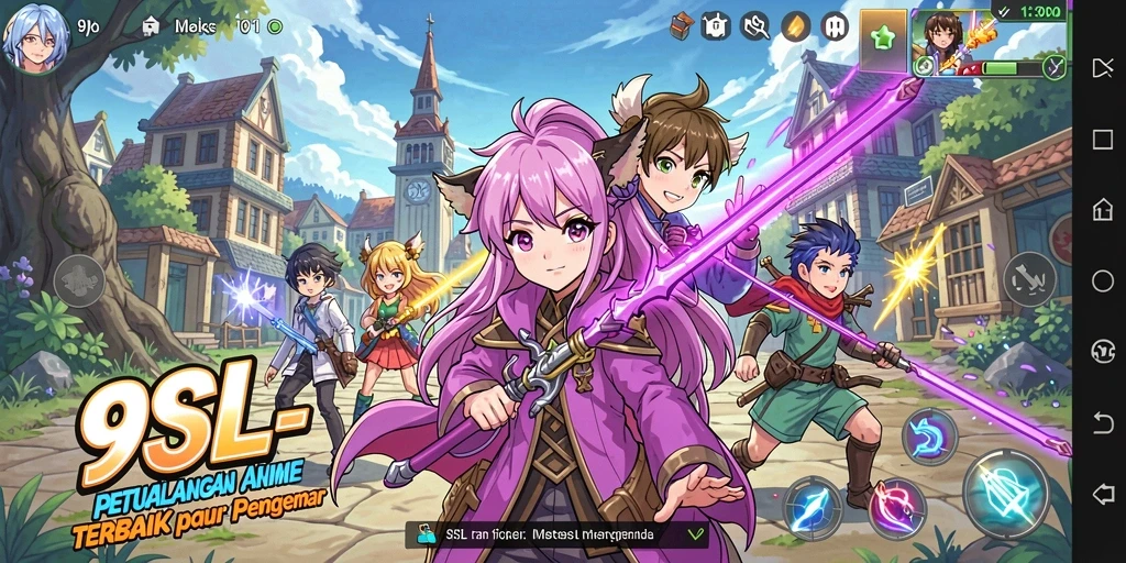 Screenshot gameplay menunjukkan aksi karakter anime yang mendebarkan.