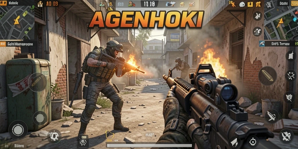 Screenshot gameplay AGENHOKI yang menunjukkan aksi seru FPS.