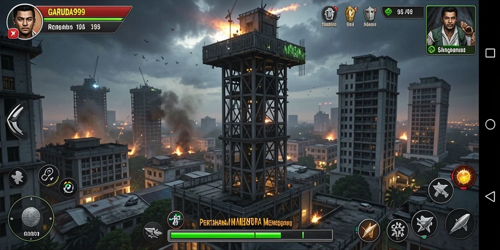 Tampilan gameplay seru GARUDA999 dengan strategi menara pertahanan yang menarik.