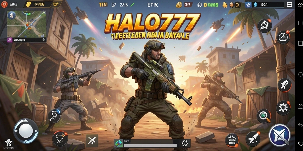 Tampilan gameplay HALO777 dengan aksi Battle Royale yang menegangkan.