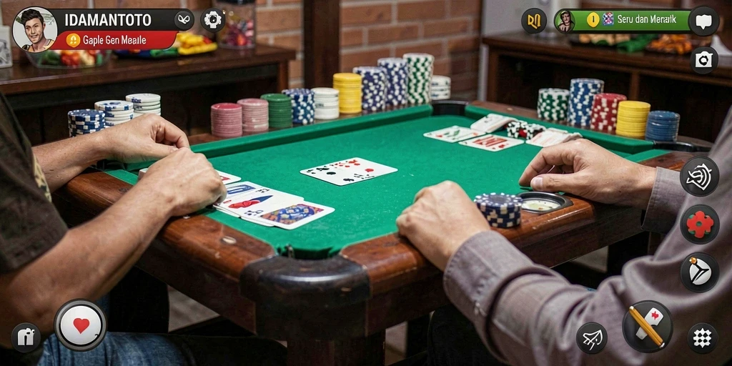Screenshot gameplay seru IDAMANTOTO yang menunjukkan aksi Gaple.