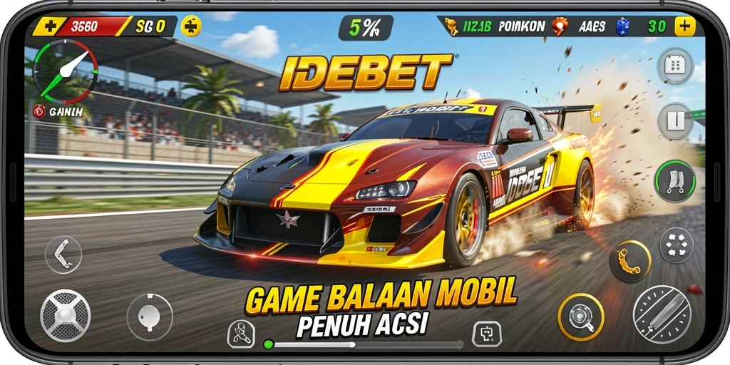 Gameplay mendebarkan dari balapan mobil di IDEBET.