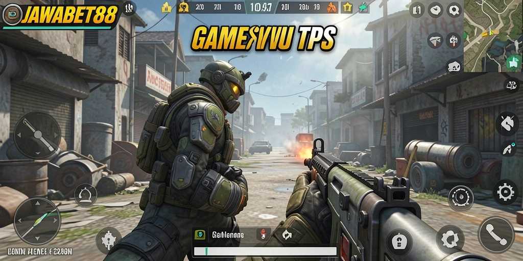 Screenshot JAWABET88 menampilkan aksi seru dalam gameplay TPS.