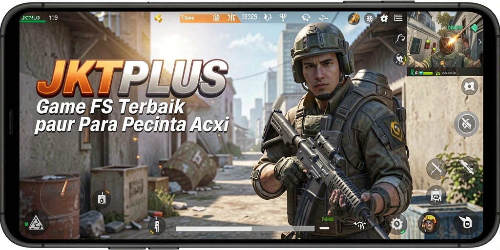 Screenshot gameplay menegangkan dari JKTPLUS yang memperlihatkan aksi tembak-menembak.