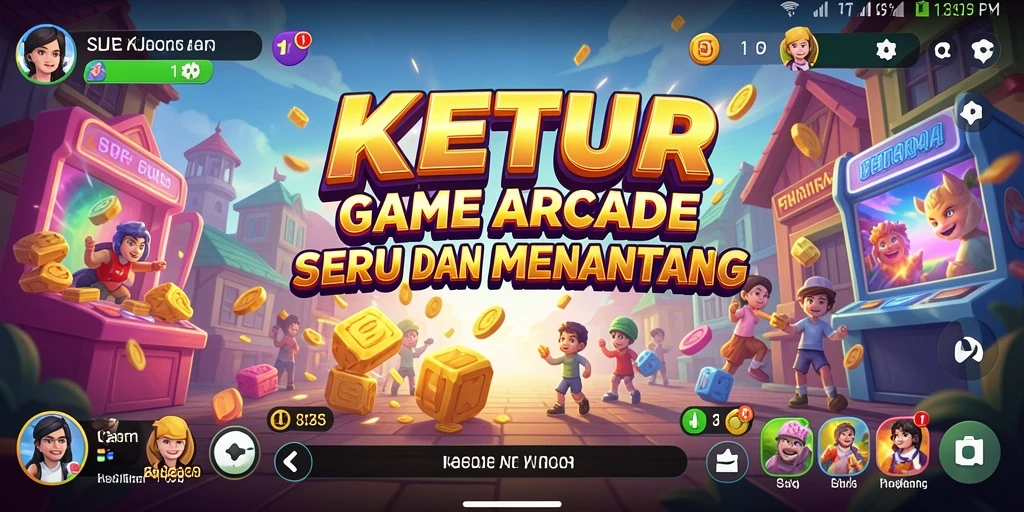 Screenshot KETUA menampilkan gameplay arcade yang penuh warna dan dinamis.