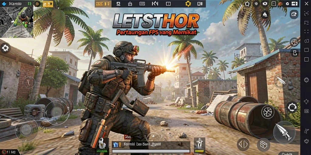 Tampilan gameplay yang menegangkan dalam LETSTHOR.