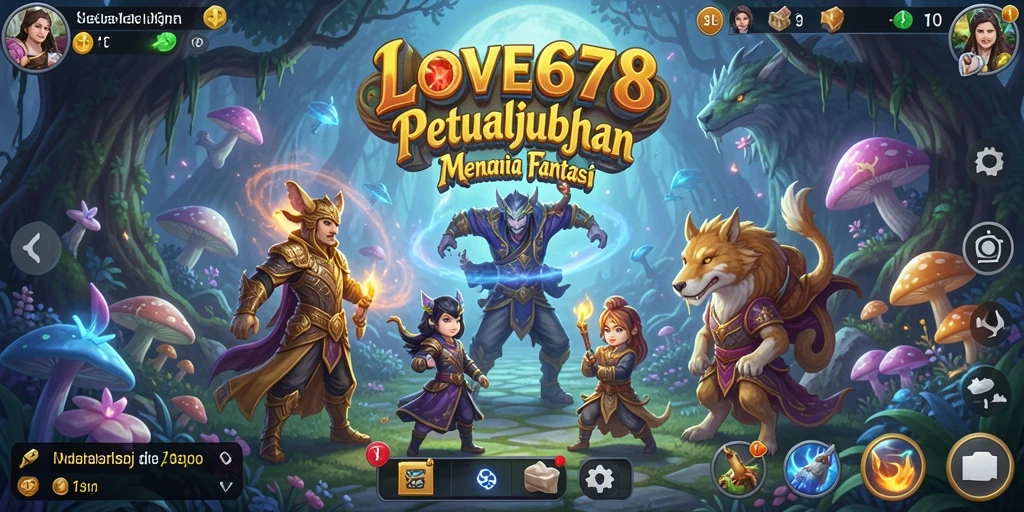 Screenshot utama LOVE678 menampilkan aksi seru di dunia petualangan yang fantastis.