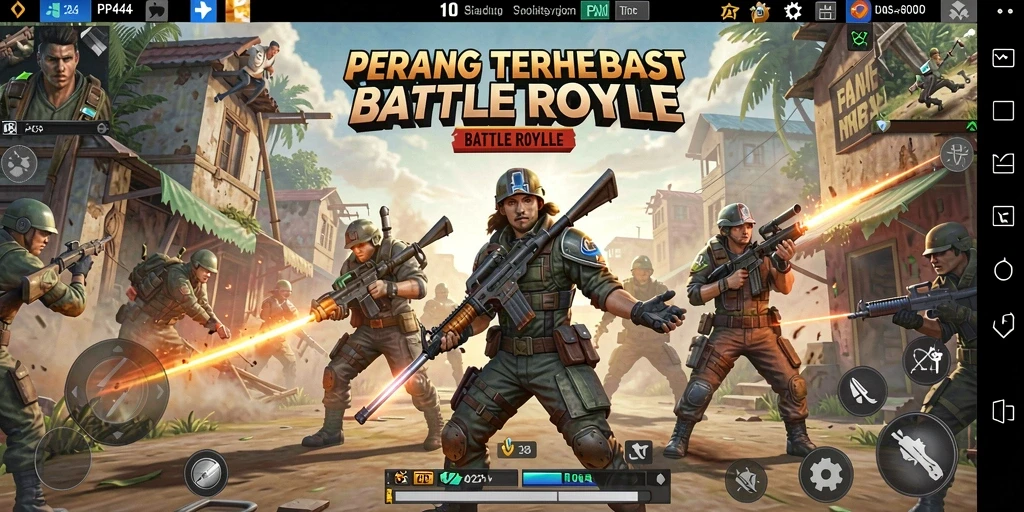 Tampilan gameplay PP444 yang menegangkan dalam arena Battle Royale.