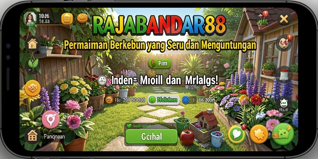 Screenshot gameplay RAJABANDAR88 menunjukkan aktivitas berkebun yang seru.