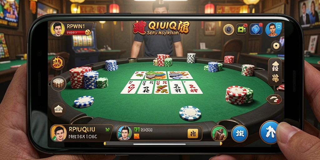 Tampilan gameplay seru dari RPWIN1, bermain QiuQiu bersama teman.