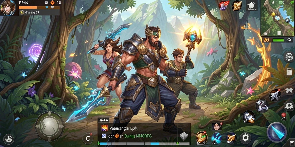 Tampilan gameplay seru di RR44 yang penuh petualangan MMORPG.