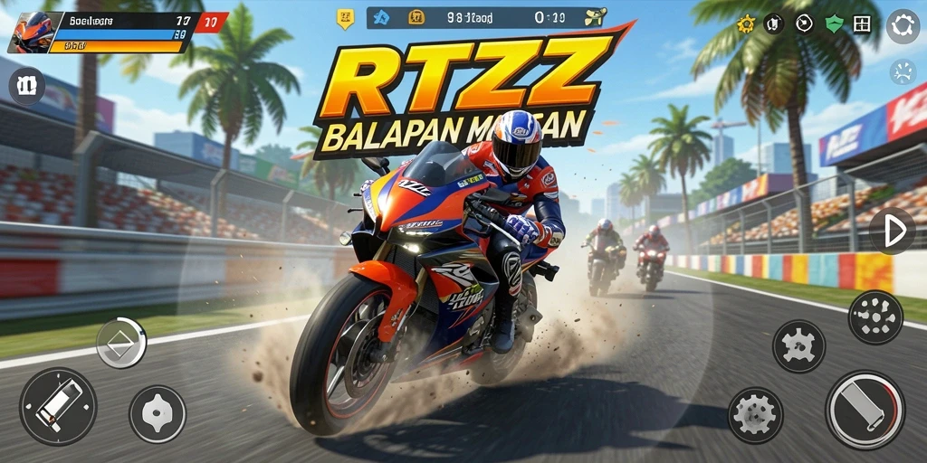 Gameplay seru RTZZ dengan balapan motor yang mendebarkan.