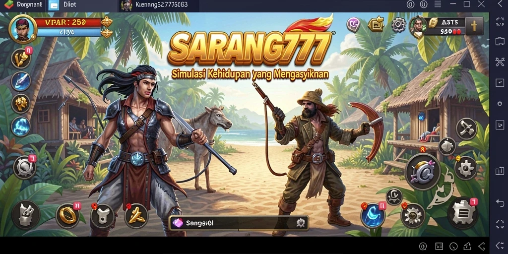 Tampilan gameplay SARANG777 dengan interaksi antarkarakter yang menarik.