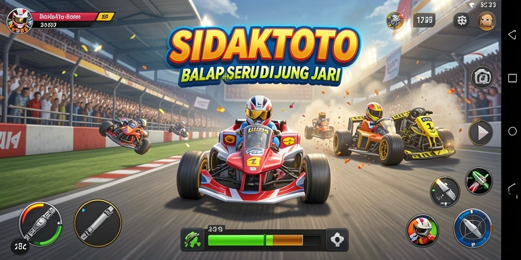 Tampilan gameplay intens dari SIDAKTOTO saat balapan.