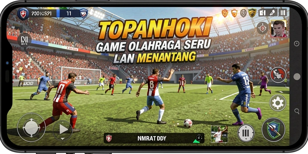 Screenshot gameplay yang menampilkan aksi seru dalam game olahraga.