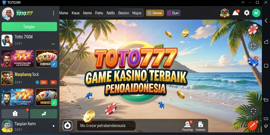 Tangkapan layar utama TOTO777 menampilkan pengalaman bermain kasino yang memukau.