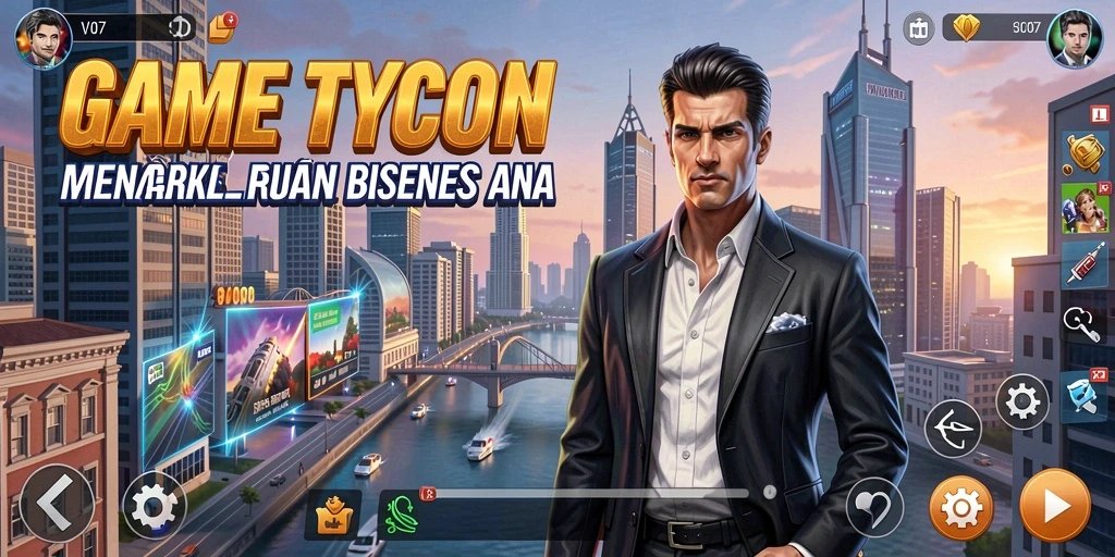 Screenshot V07 menunjukkan gameplay Tycoon yang menarik dan interaktif.